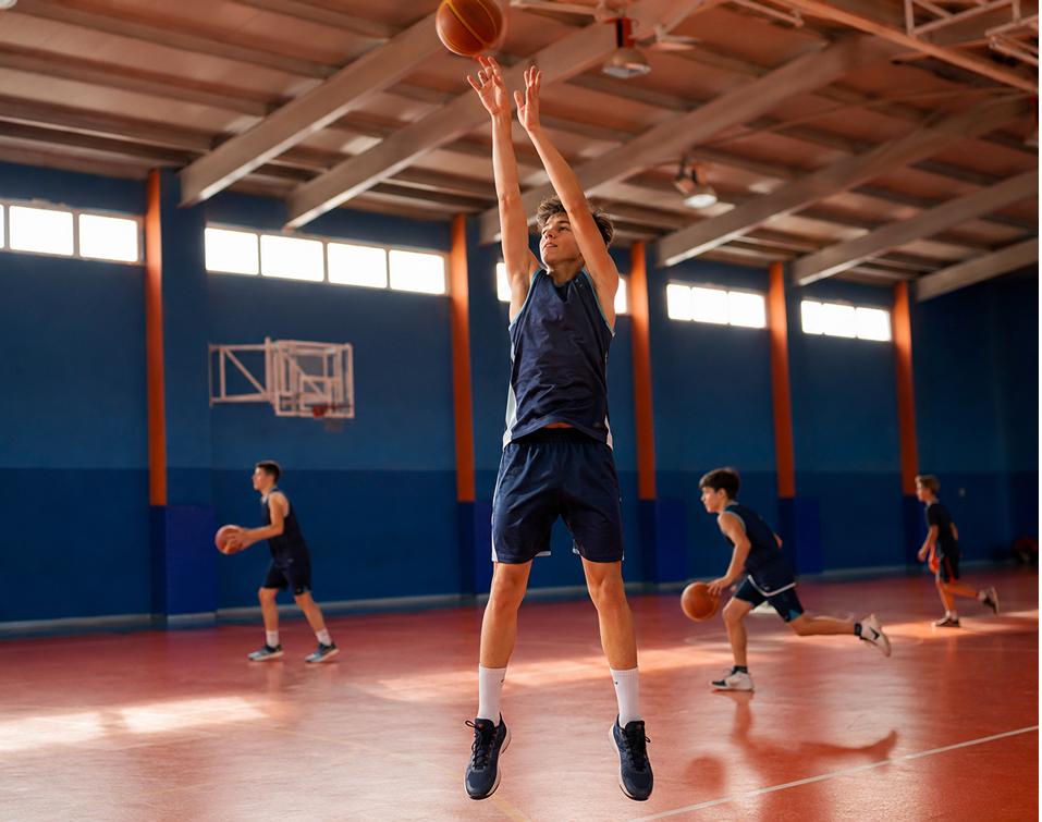 Niños jugando al baloncesto