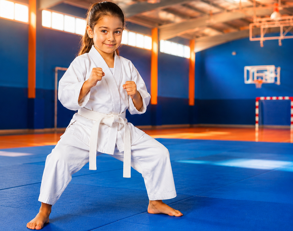 Niña haciendo judo